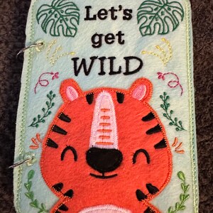 Jungle Animal Toddler Quiet Book Busy Book Zoo Animal Activity Book Gift for Toddler Animal Finger Puppets Educational Quiet Book image 3