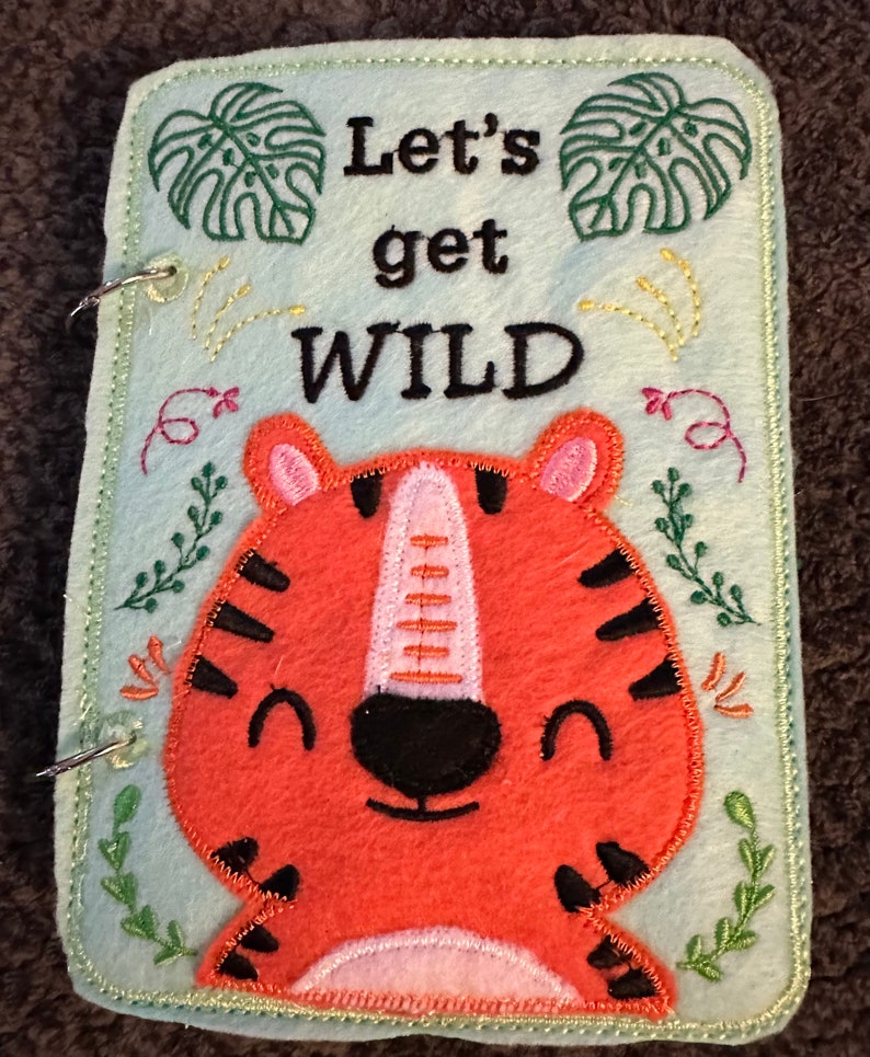 Jungle Animal Toddler Quiet Book Busy Book Zoo Animal Activity Book Gift for Toddler Animal Finger Puppets Educational Quiet Book image 3