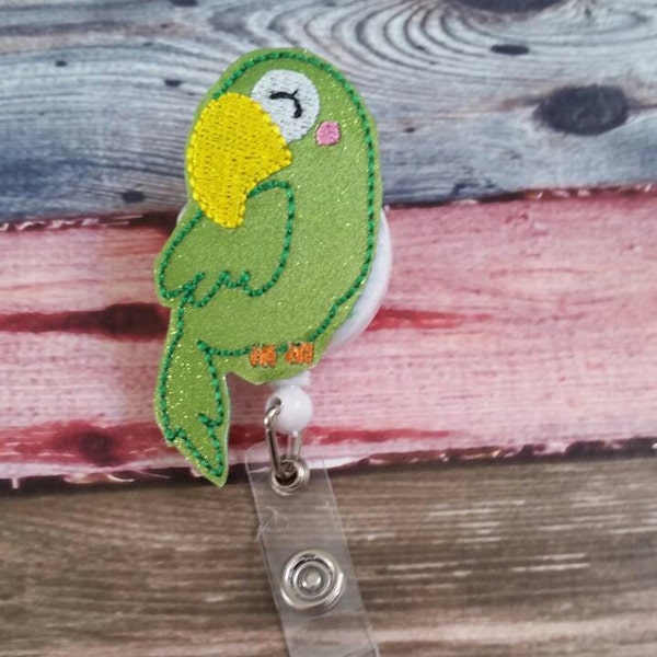 Badge Reel - parrot - Retractable Badge Holder - uniform - ID Holder - bird - Nurse Gift - Hospital Employee Gift - identification - work ID