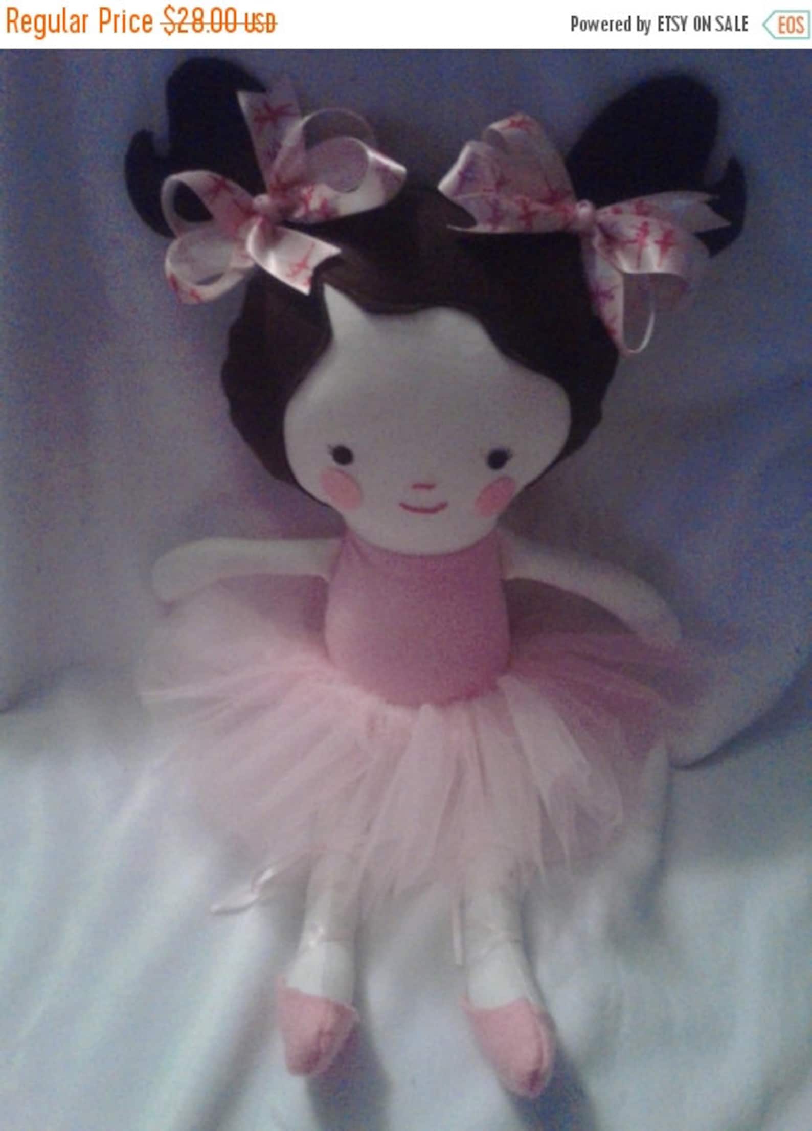 18 inch pigtails ballerina - rag doll - removable shoes and tutu - dress up - dance - ballet - recital gift - dolly