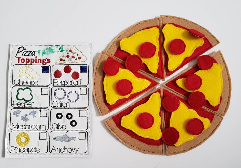 Felt Food Pizza pretend play Pizza Restaurant play set felt food pretend play build your own image 3