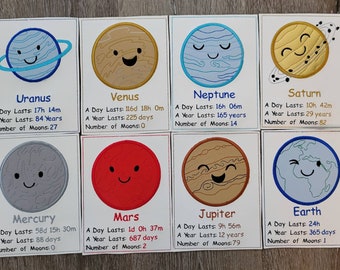 Solar System Planet Flash Cards - Outer Space Facts - Teaching Tool - Classroom - Homeschool - Montessori - Educational