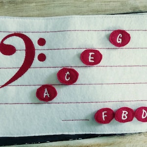 Felt Bass Clef Music Learning Board: Movable Notes