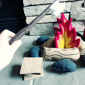 Felt Campfire with lantern play set Felt Bonfire Playset kids camping play campfire campfire play set gift for kids image 4