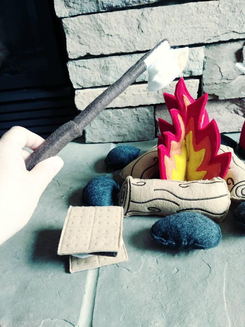 Felt Campfire with lantern play set Felt Bonfire Playset kids camping play campfire campfire play set gift for kids image 4