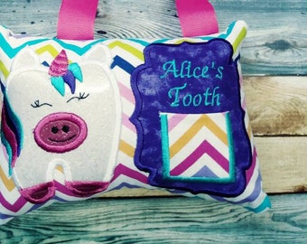 Tooth fairy pillow - unicorn - personalized - rainbow - fantasy - keepsake tooth fairy pillow - girl tooth fairy pillow - custom colors