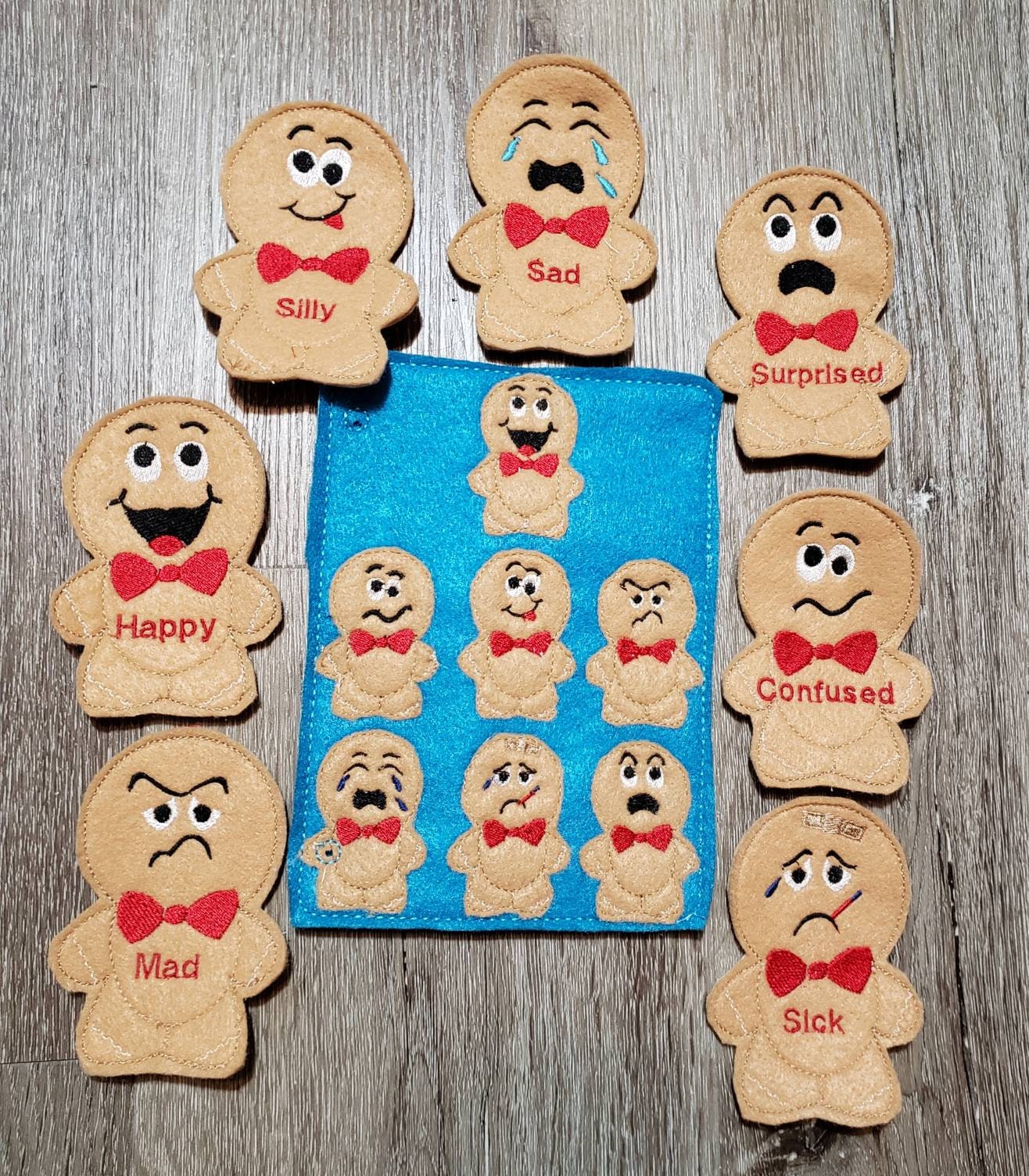 Emotions Quiet Book Page: Felt Finger Puppets - Teaching Feelings