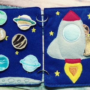 Outer Space - quiet book page  - Sun - space shuttle - planets -  road trip toy - Learning - Educational Toy - galaxy- stars - solar system