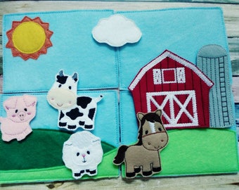 Felt Farm - Playset - felt board - Quiet toy - Learning - Educational Toy - Barn - Farm Animals - farm play set - pretend play - eieio