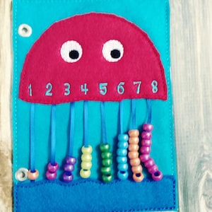 Jellyfish Abacus Quiet Book Page: Felt Counting Activity
