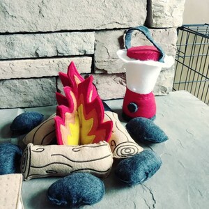 Felt Campfire with lantern play set Felt Bonfire Playset kids camping play campfire campfire play set gift for kids image 3