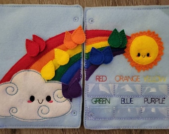 Rainbow Color Matching Quiet Book Page: Felt Raindrop Game