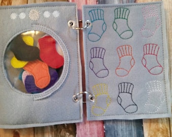 Color Matching Quiet Book Page: Sock Laundry Game