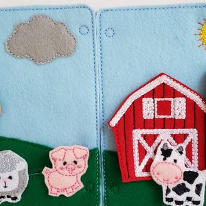 Farm Animal Felt Quiet Book Page: Embroidered Barnyard Activity
