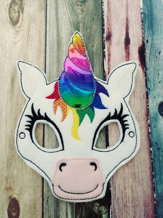 Rainbow Unicorn Ski Mask - 3 Hole Winter Balaclava In Soft Acrylic Material, White Color