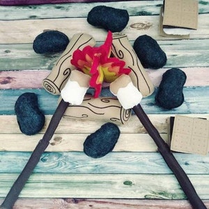 Felt Campfire with lantern play set Felt Bonfire Playset kids camping play campfire campfire play set gift for kids image 7