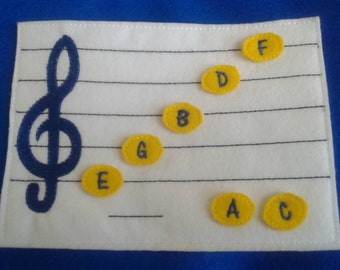 Learn How To Read Music - Quiet game board - music teacher tool- Felt Music Game - Movable Music Notes - treble clef - Music Scale