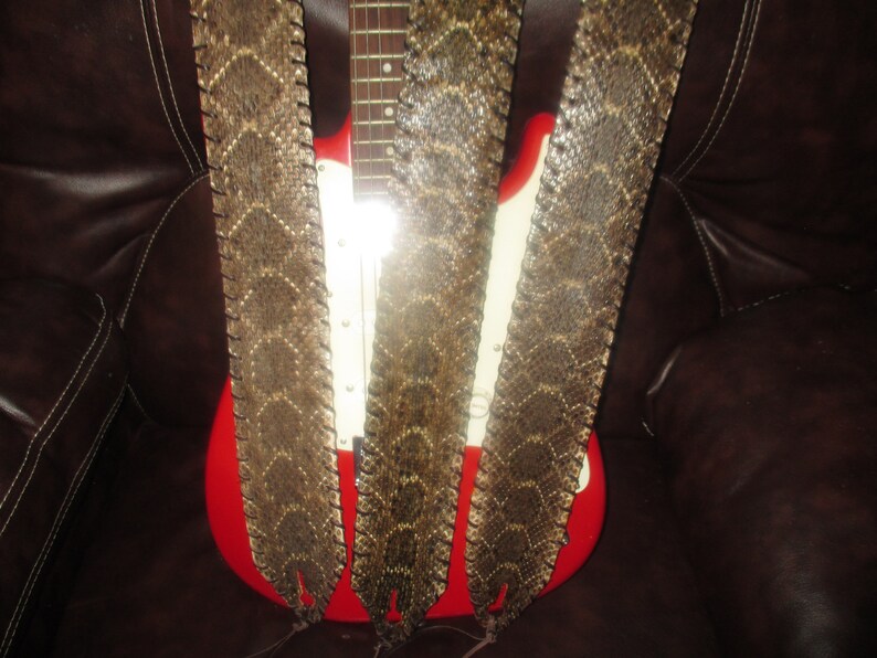 Diamond Back Rattlesnake Skin Guitar Strap in Brown Leather Etsy