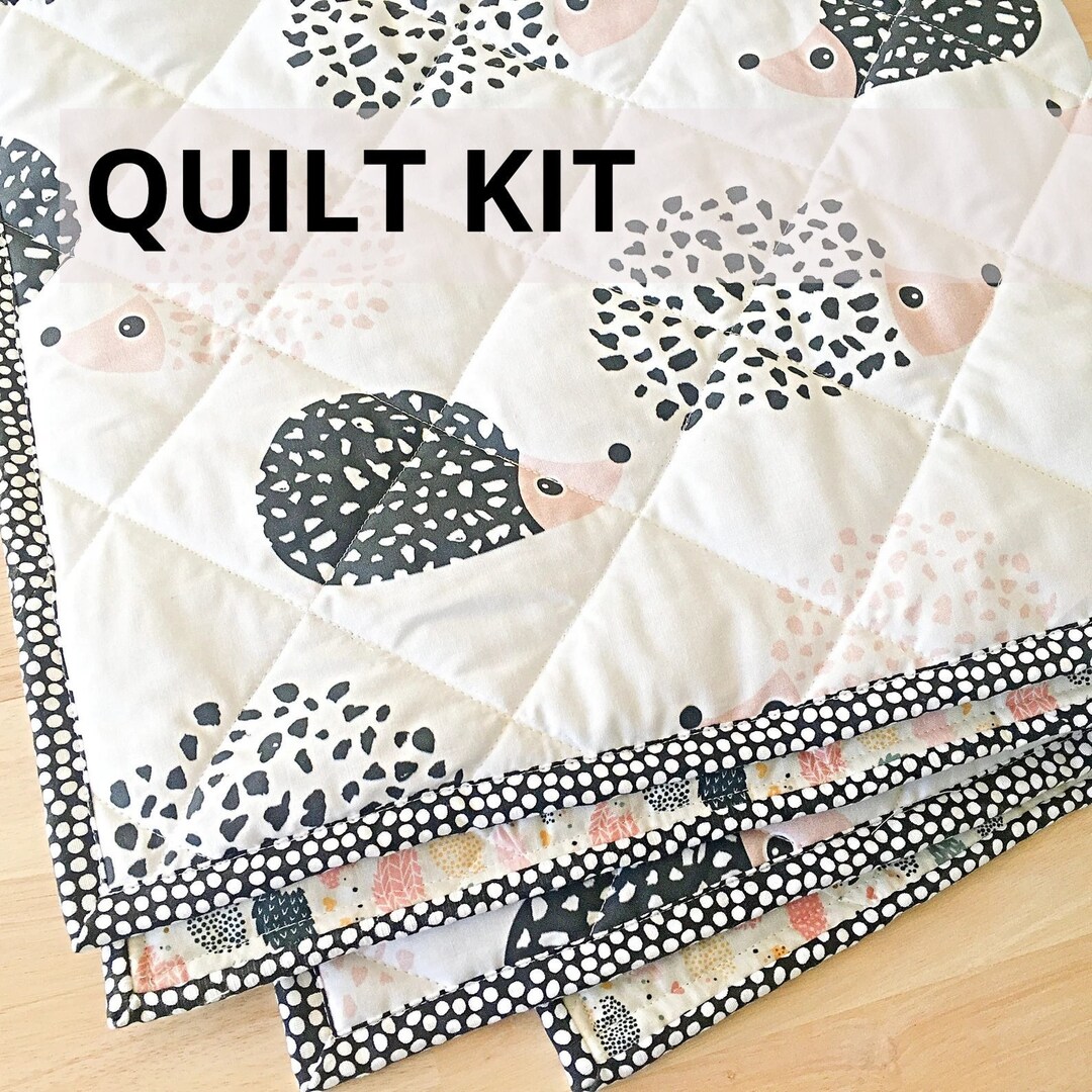 Woodland Quilt Kit, Hedgehog Baby Activity Quilt, Quilted Forest Animal Blanket Kit, Spoonflower