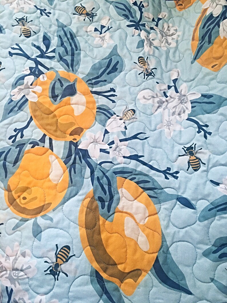 Lemon Baby Quilt Bumble Bee Quilt baby girl quilt Modern Etsy