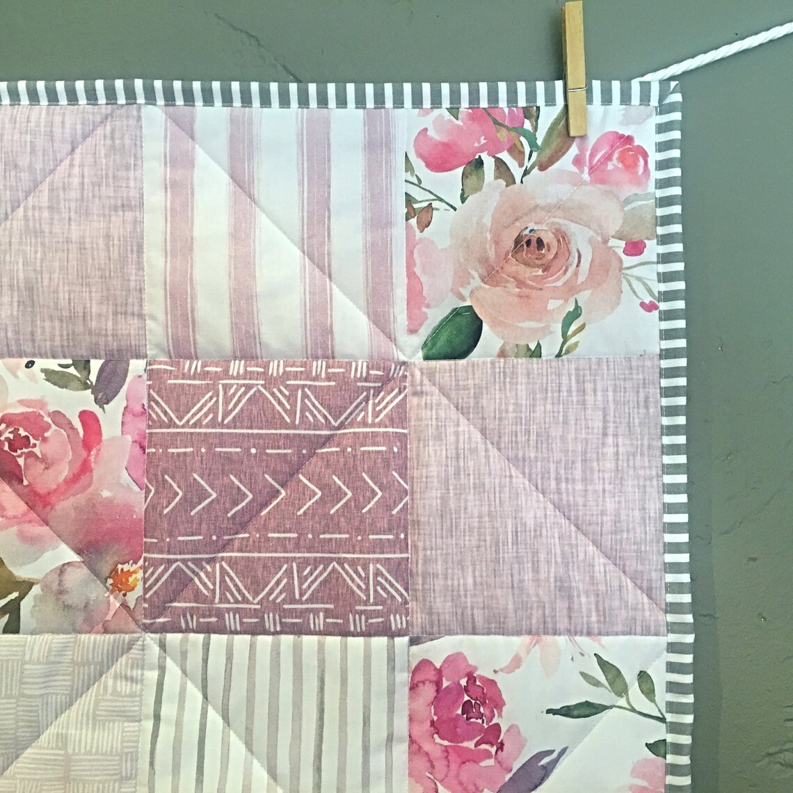 Lavender Patchwork Modern Baby Quilt Baby Girl Wholecloth Etsy