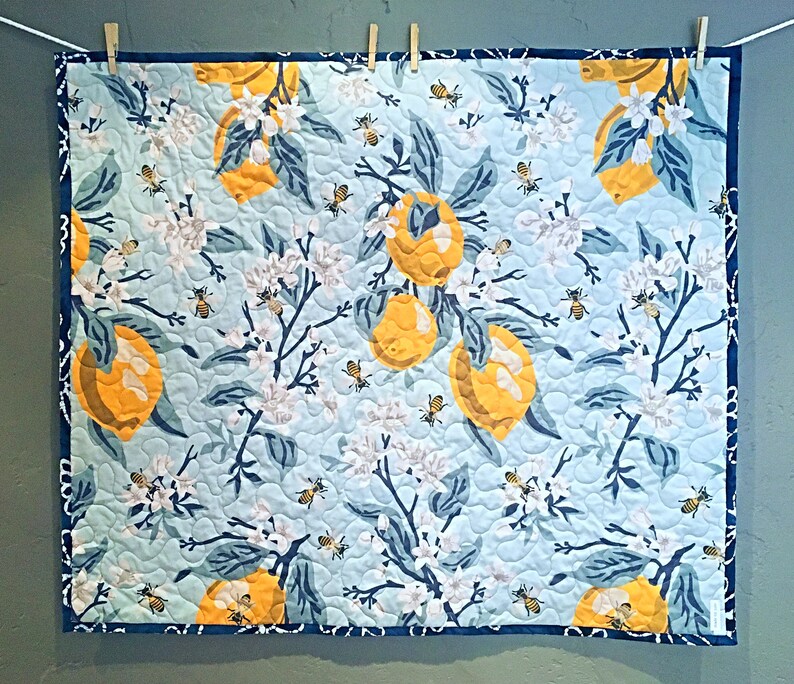 Lemon Baby Quilt Bumble Bee Quilt baby girl quilt Modern Etsy