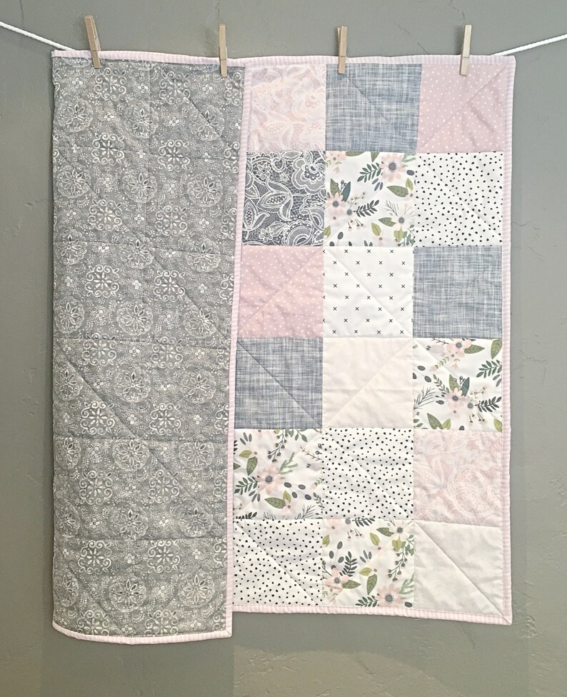 Boho Baby Girl Quilt Floral Patchwork Newborn Toddler Quilted Etsy