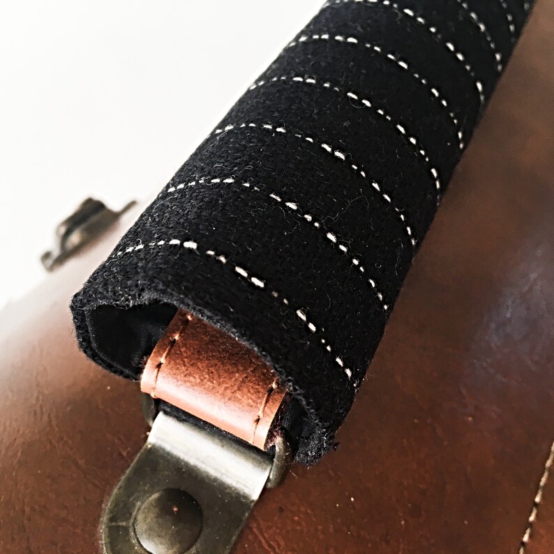 Mens Luggage Tag Handle Wrap Cover Black Pinstripe Wool Etsy