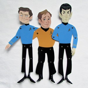 OFERTA Triunvirato Bones, Jim y Spock: muñecos de papel articulados y ensamblados Star Trek TOS La serie original Muñeca de papel articulada hecha a mano