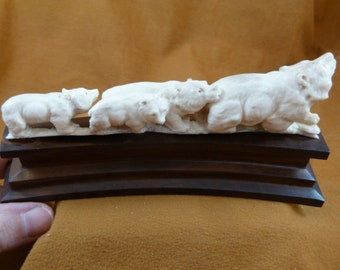 Whale pod of 8 Humpback Whales of shed ANTLER figurine Bali detailed carving of shed Moose antler Whale-25