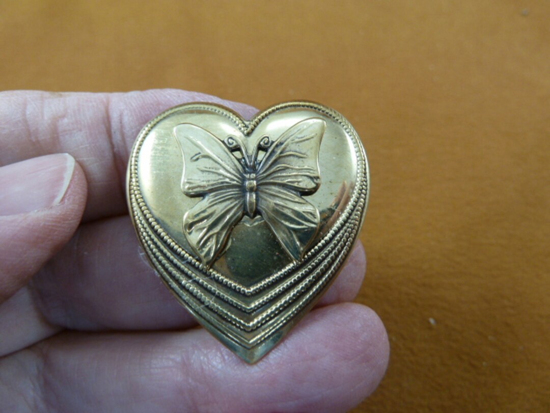 Small Butterfly I Love Butterflies Bugs Bug Lover Inscet on Heart Brass ...
