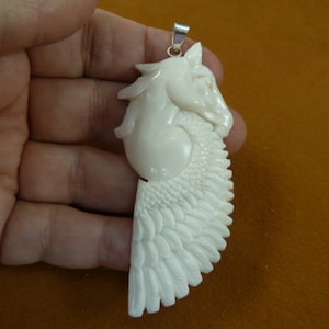 mystic Pegasus horse with wing Water Buffalo bone carved Pendant Necklace jewelry J-PEG-10
