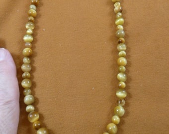 6 + 8mm blonde tan Brown tiger's eye tiger-eye gemstone round Beads bead beaded 16 inch long Necklace jewelry V318-10