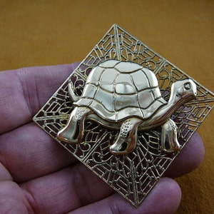 Galapagos Turtle flower turtles love filigree Victorian BRASS pin pendant brooch B-TURT-223