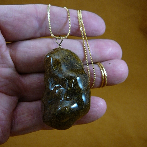 Real Super Jumbo Moose POOP 1 doo doo nugget pendant on 24" long gold plated chain Necklace jewelry Weird PP10-1k