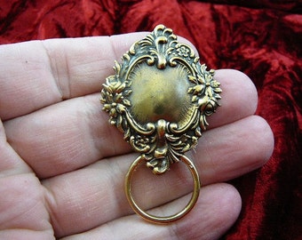 Daisy rose Flowers flower scrolled brass Eyeglass pin pendant ID badge holder E-319