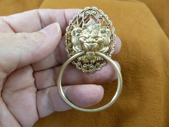Lion Big Cat Wild Lions Head Doorknocker Oval Brass Eyeglass