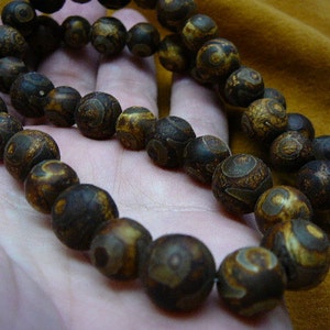 22 inch long brown tan dyed picture jasper round 12 and 10 mm bead Beads beaded Necklace jewelry V420-1