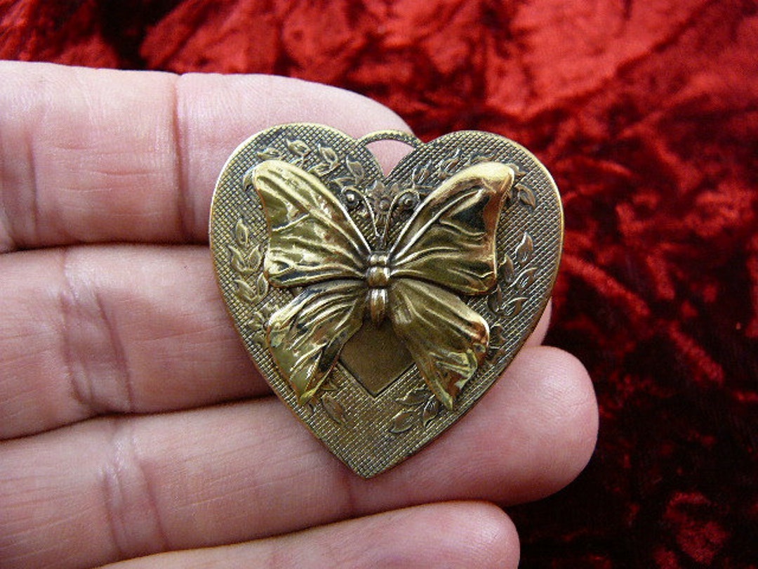 Butterfly I Love Butterflies Bugs Bug Lover Insect Flower Heart Brass ...