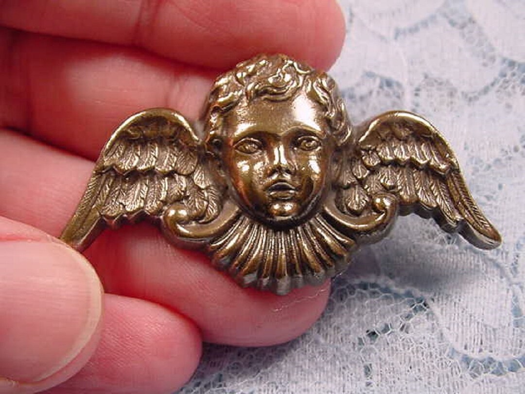 Broche Ancienne Angelot 19ème Siècle - Dorure, Style Antique, Bon état