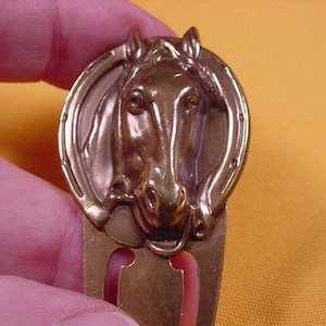 Horse head derby winner lucky horseshoe design BOOKMARK brass book mark books CBB-A58