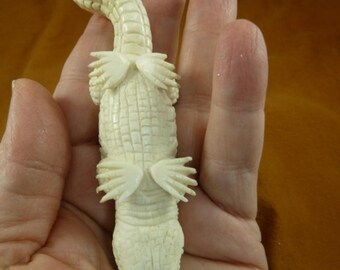 バリ島の白ワニの角を落とした置物、精巧な彫刻、ワニ、ワニ、Croc-w5