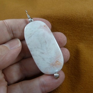 ovale Blanc Dentelle Mexicaine Agate gemstone pendentif bijoux collier alliage d’argent filaire J-199-14