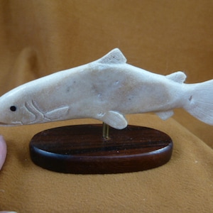 salmon fish of shed ANTLER figurine Bali detailed carving of shed Moose antler display love salmon FISH-W15