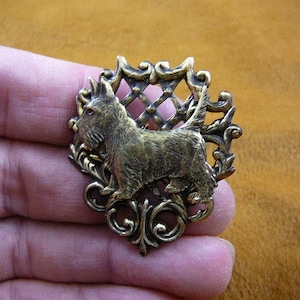 Scottish terrier pin brass brooch Scottie dog Westie B-Dog-251