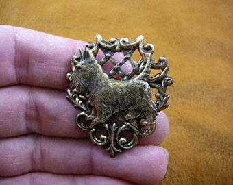 Scottish terrier pin brass brooch Scottie dog Westie B-Dog-251