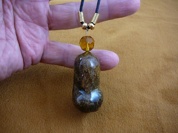 Real Moose POOP faceted yellow glass + doo doo nugget necklace pendant gold tone jewelry PP31-126