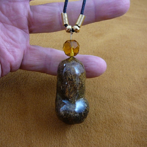 Real Moose POOP faceted yellow glass + doo doo nugget necklace pendant gold tone jewelry PP31-126
