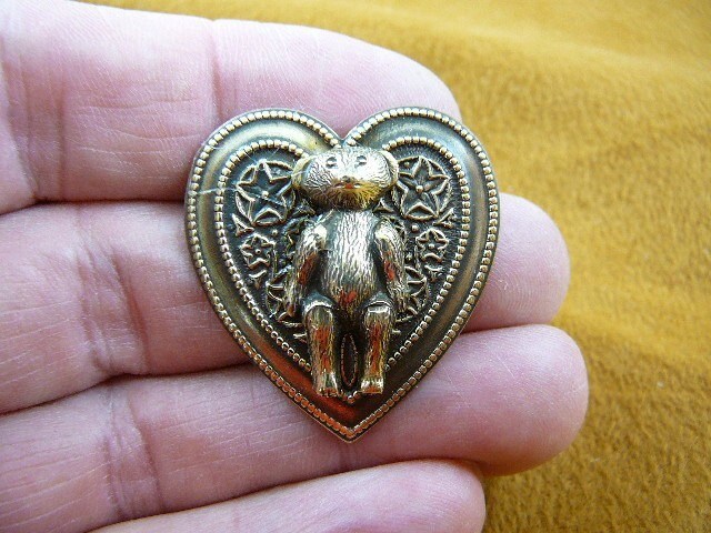Teddy Bear Heart Victorian Brass Brooch Pin Pendant B-bear Teddy Bear Heart Victorian Brass Brooch Pin Pendant B-bear