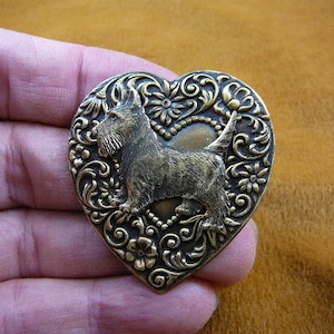 Scottish terrier pin brass brooch Scottie dog Westie B-Dog-254